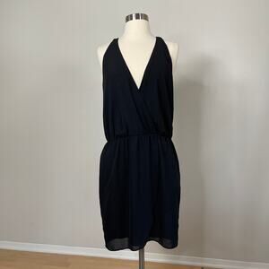 WAYF • Black Mini Dress Faux Wrap Neckline